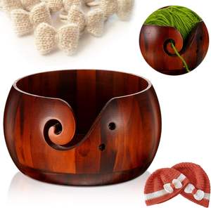 Cuenco Grande de Madera de Palisandro Hecho a Mano con Orificios Lisos para Tejer, Cuenco de Madera para Agujas de Ganchillo, Regalo para el Día de la Madre y Navidad - Product Image 2