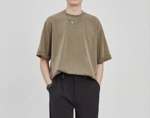 Camisetas holgadas de gran tamaño para hombre, nuevo estilo teñido liso, cuello redondo, venta al por mayor, camiseta de gran tamaño barata - Product Image 6