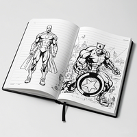 Kunden spezifische japanische Comics A6/A7 Mini Passport Size Notebook Marvel Theme Cover Druck PU Leders tich Bounded Cartoon Diary