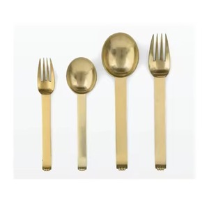 Juego de Cubiertos de Acero Inoxidable, Diseño Plano, Tenedor, Cuchara, Cuchillo, para Bodas - Product Image 2