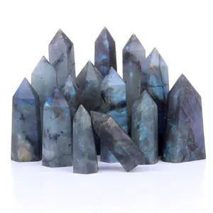 หินกึ่งมีค่า ของตกแต่งบ้านตามหลักฮวงจุ้ย ขายส่ง หินควอตซ์ทรงหอคอย ปรับแต่งได้ สำหรับบำบัดจักระและเรกิ หินลาบราดอไรต์ทรงหอคอย สำหรับความรัก - Product Image 1