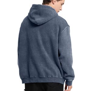 Streetwear conception personnalisée en détresse broderie Patch Logo sweats à capuche surdimensionnés pour hommes français éponge strass unisexe Baggy sweats à capuche - Product Image 5