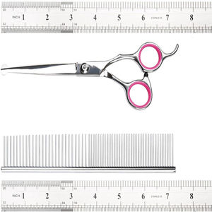 Ciseaux de toilettage pour animaux de compagnie en acier inoxydable avec bord émoussé finition miroir ciseaux de coupe de poils d'animaux avec vis réglable - Product Image 3