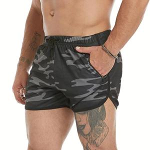 Pantalones cortos deportivos al por mayor para hombre, pantalones cortos de entrenamiento cruzado para gimnasio con compresión interna, ropa para correr y entrenamiento, etiqueta personalizada disponible - Product Image 5