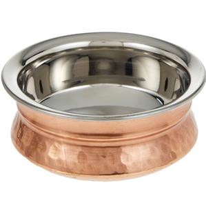 Handicrafts Steel & Copper Biriyani Serving Bowl for Cooking and Serving Dish With Copper Finished Decorative Serving <b>Pot</b> - Product Image 1