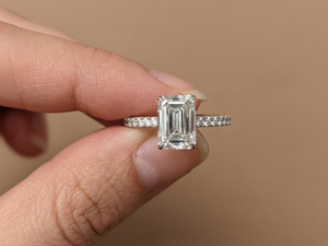 Solid 10K/14K White/Yellow Gold 2 Ct Emerald Cut Lab Grown Diamond Vintage Style Classic Engagement Wedding <b>Ring</b> For Women's - Product Image 6