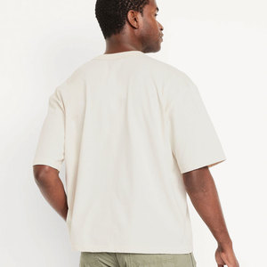 T-shirt ample à manches courtes imprimé blanc, T-shirt en coton pur lourd pour hommes - Product Image 6