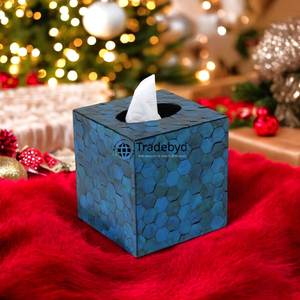 Elegante Caja de Pañuelos con Incrustaciones de Flores de Primera Calidad, Diseño Floral Grabado, Portapañuelos Único para Mesa de Salón Tradebyd - Product Image 2