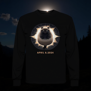 Camiseta de manga larga Total Solar Eclipse Fat Cat 8 de abril de 2024 - Product Image 3