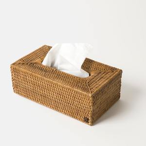 Beaux accessoires de cuisine de support de boîte de mouchoirs en rotin rectangulaire faits à la main pour serviette - Product Image 2