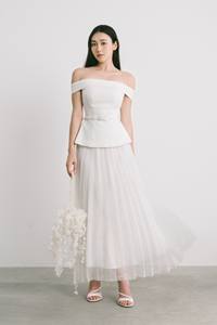 Faldas plisadas de clase alta a buen precio para mujer, falda AIRPO de Color blanco 73% Cupro 27%, etiquetas personalizadas de poliéster, etiquetas WHITEANT Vietnam - Product Image 6