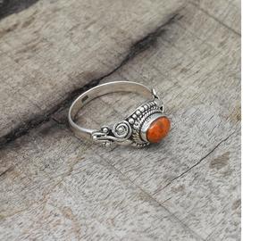 Esponja Coral Piedra preciosa Plata de Ley 925 Joyería hecha a mano Anillo de plata sólida Regalo elegante para ella Anillo único inspirado en el océano - Product Image 3