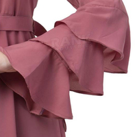 Abaya confortable pour femmes 2025, blocs de couleur, logo personnalisé, couleur personnalisée, polyester de haute qualité, vêtements musulmans avec manches plaquées, costume
