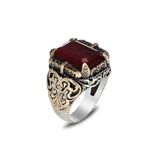 Azuris – bague pour hommes de haute qualité, style ottoman, en argent sterling 925, avec pierre noire naturelle, Turquie, VALKH1741 - Product Image 3