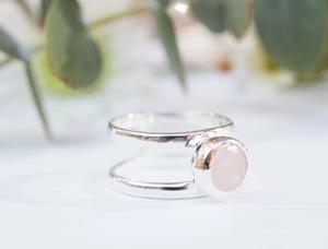 Bague Designer en Argent Sterling 925 Quartz Rose Naturel Forme Ronde avec Feuilles Cadeau de Mariage pour Elle - Product Image 5