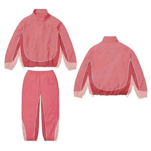 Unisex High Quality <b>Nylon</b> Zip-Up Jacket Pants Set Custom Winter Sportswear <b>for</b> Men and <b>Women</b> Solid Pattern Spring Collection - Product Image 5