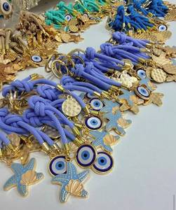 Porte-clés mousqueton en alliage de zinc avec breloque poisson et amulette Nazar bleue émaillée, souvenir d'Istanbul - Product Image 6