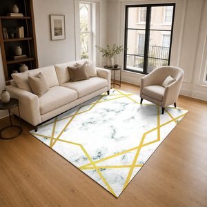 Tapis de salon en chenille antidérapant RUGS DEPOT LXDP-0999, motif designer or terre cuite, imprimé numériquement, lavable en machine, vente en gros - Product Image 2