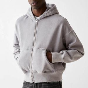 Sudadera con Capucha Corta y Cremallera Personalizada, Estilo Holgado y Pesado, con Hombros Caídos, Ropa Urbana para Hombre - Product Image 4