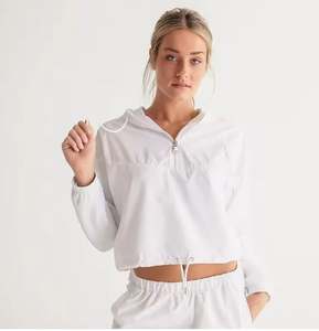 Nueva moda personalizada al por mayor cordón ajustable recortada Sudadera con capucha para mujer Fitness sudaderas con capucha - Product Image 2