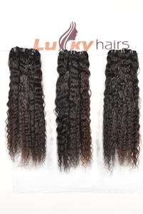 Máquina alineada con cutícula virgen cruda Extensiones de cabello humano de doble trama Paquetes rizados vietnamitas sin procesar Color negro natural - Product Image 4