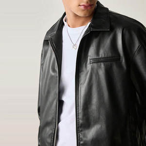 Fabrication en usine, veste en cuir pour homme de couleur unie, concevez votre propre produit, veste en cuir pour homme - Product Image 5