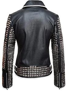 แจ็กเก็ตหนังแท้สีดำสำหรับผู้ชายแจ็กเก็ตมอเตอร์ไซด์พังค์สีดำสำหรับฤดูหนาว - Product Image 2