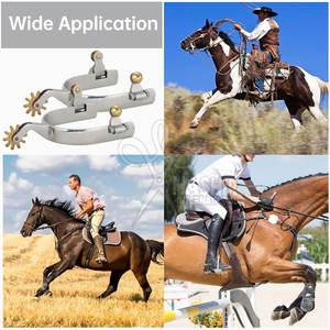 Éperons de cheval en acier inoxydable de haute qualité et robustes - Design personnalisable, logo, couleur au choix, toutes tailles, pour cavaliers professionnels, équitation - Product Image 6