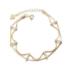 Bracciale in Oro 18K a Doppio Strato con Cristalli, Eleganti Braccialetti dal Tocco Lussuoso - Product Image 5