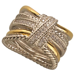 K1740K anello Bestseller più caldo placcato in oro bicolore con anelli in lega Pop Zing con pavé di nozze per le donne - Product Image 1