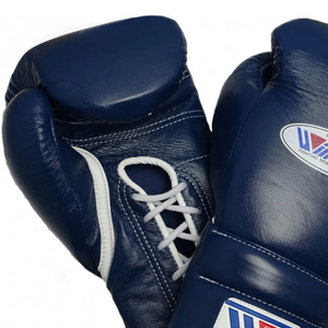 Professional <b>Lace</b> Up Boxing Gloves Navy Genuine Leather Training Sparring Gloves Handcrafted Fight Gear - Product Image 2