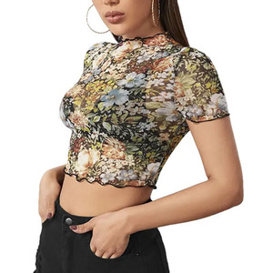 การออกแบบล่าสุดผู้หญิงสลิมฟิตมัดย้อมพืชยอดนิยมเสื้อยืดสําหรับขายผู้หญิงเสื้อพืชแขนสั้นในทุกสีและขนาดสําหรับขาย - Product Image 5