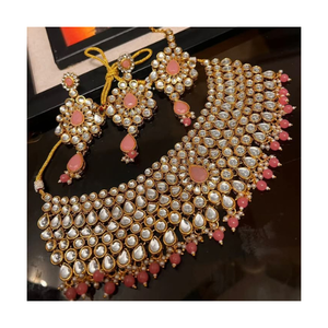Venta al por mayor fabricante indio chapado en oro pesado nupcial Kundan collar joyería para mujeres fiesta desgaste boda moda conjuntos de joyería - Product Image 1
