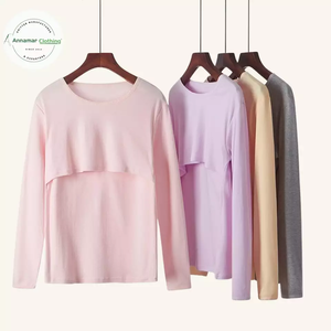 T-shirt d'allaitement en tissu doux pour maman, 95% coton, 5% spandex, certifié GOTS, personnalisable, robe d'allaitement provenant de l'inde - Product Image 3