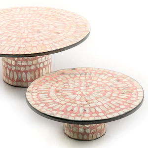 Mopa de hueso indio hecha a mano de la mejor calidad, soporte para pastel con incrustaciones, bandeja para servir artesanías florales de lujo para chocolate o pasteles - Product Image 2