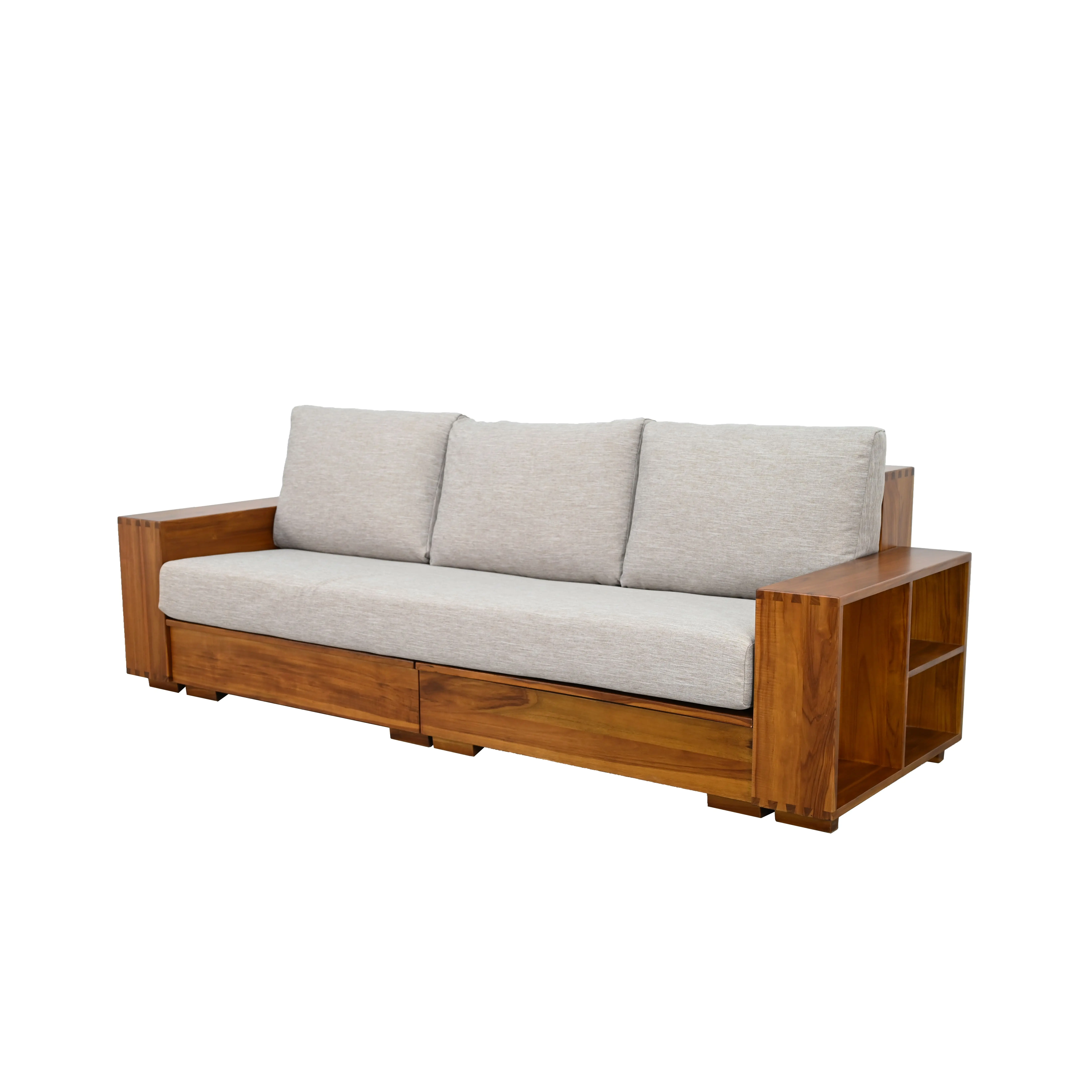 Modisches und gemütliches Teakholz-Rahmen 4-Sitzer-Sofa aus Sofa-Set Möbel für Wohnzimmer