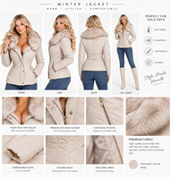 Manteau matelassé pour femme avec col en fausse fourrure, ceinture et rembourrage en duvet, idéal pour les voyages décontractés