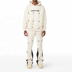 Venta al por mayor de ropa deportiva de otoño para hombres Streetwear 2-Piece Set Stacked Flare Sweatpants Jogger con estampado Sporty Hoodie Shirt Design - Product Image 3