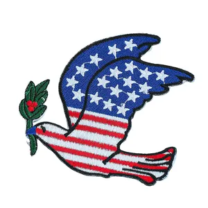 National flag and peace doves embroidered cloth patch creative trend badge with adhesive patch clothing accessories