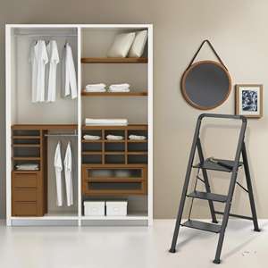 Marchepied MSV à 3 marches, pliable, léger, en acier, max. 150 kg, revêtement antidérapant, pieds en caoutchouc, compact, 62 x - Product Image 3