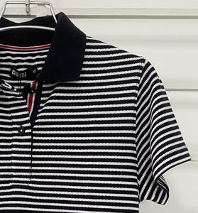 100% coton fil teint hommes à manches courtes Polo à la mode pour l'été porter respirant col montant Polo - Product Image 4