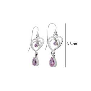 ต่างหูควอตซ์หัวใจสีชมพู925เครื่องประดับเงินสเตอร์ลิงเครื่องประดับหรูหราของขวัญที่หรูหราสำหรับผู้หญิงของเธอเครื่องประดับที่ทำด้วยมือต่างหู - Product Image 3