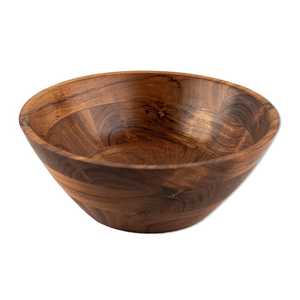 Ensaladera de madera de acacia Natural de cosecha pura, cuenco ligero hecho a mano para servir frutas de cocina y comedor saludable de la India - Product Image 1