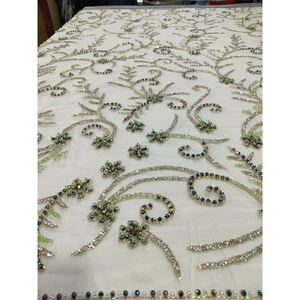 Tissu perlé fait main de haute qualité pour les femmes robe de soirée robe de soirée et robe de mariée tissu - Product Image 4