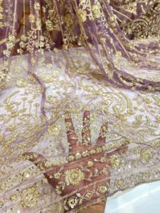 Totalmente bordado y tela con cuentas tela bordada cuentas importadas tela de malla hecha a mano - Product Image 6