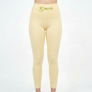 Leggings Deportivos de Cintura Alta Color Crema para Mujer, Pantalones de Yoga de Compresión Personalizados OEM, Ropa Deportiva - Product Image 1