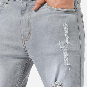 Coupes audacieuses patchs effilochés Jeans déchirés décontractés déclaration tenues prêtes pour la rue avec tissu en toile légère - Product Image 5