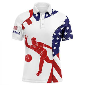Bowling tricoté sportif personnalisé pour chemise pour hommes avec drapeau américain et maillot de la marine patriotique de l'équipe - Product Image 1