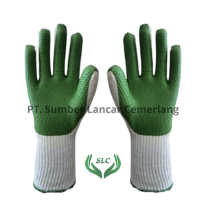 Guantes de seguridad de Palma de hilo de extremo abierto de polialgodón antideslizantes de color verde resistencia al calor antiestático personalizable exportación calidad hecha - Product Image 4