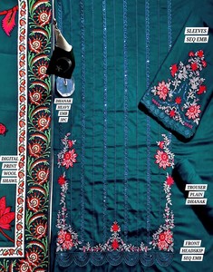 Trajes shalwar kameez de lino de diseñador para mujer, shalwar kameez elegante hecho a medida para material de lino para mujer con impresión OEM - Product Image 5